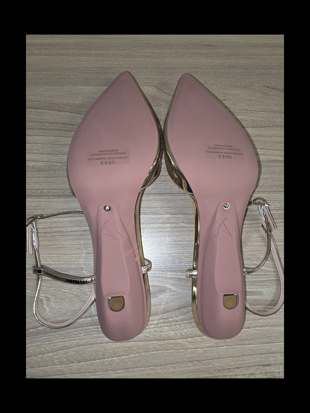 Gold Metallic Publicist Pumps Pointed-Toe Ankle-Strap Convertible Heels/Flats - Picture 9 of 11
